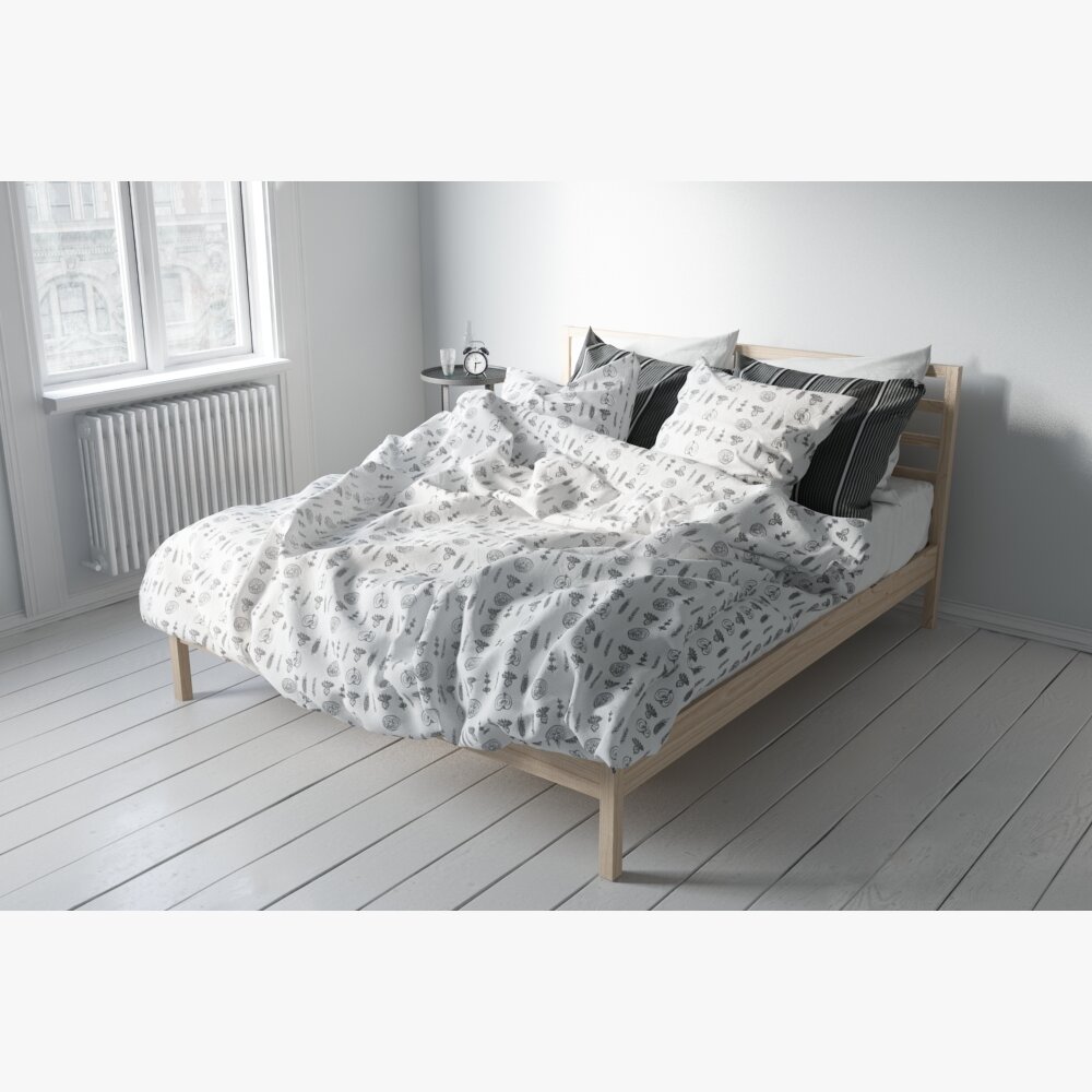 Modern Bedroom with Cozy Bedding 3D model