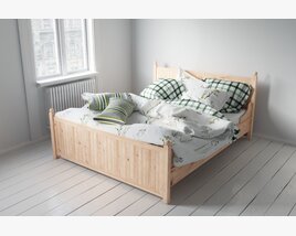 Scandinavian Style Wooden Bed 3D model