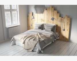 Contemporary Wooden Bed Design 3D model