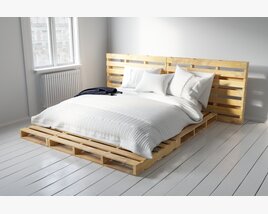 Modern Pallet Bed Set 3D model