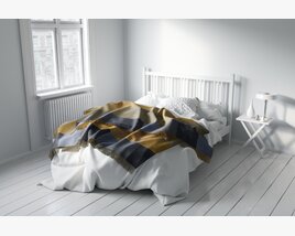 Cozy Bedroom Interior with White Bed Modèle 3D