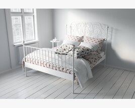 Elegant White Bedroom Interior Modello 3D