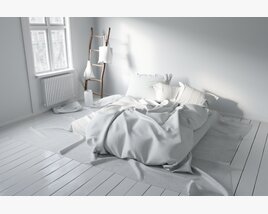 Serene White Bedroom 3D model