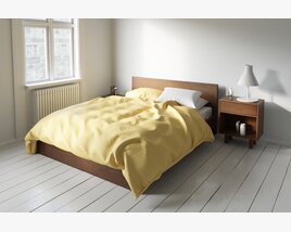 Sunlit Bedroom with Cozy Bed Modello 3D