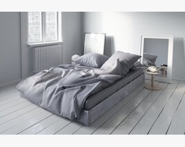 Modern Bedroom Interior with Purple Blanket 3D-Modell
