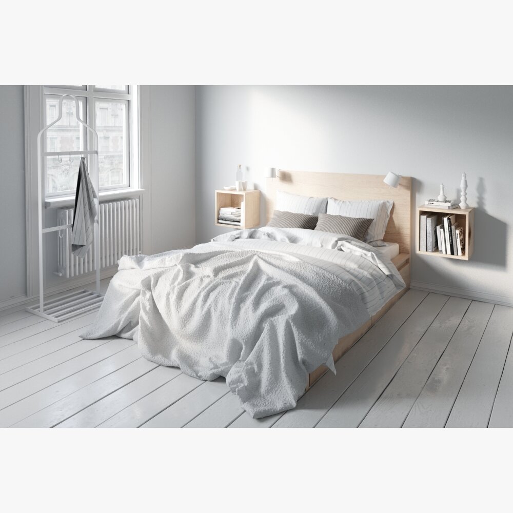 Minimalist Bedroom Interior Modello 3D