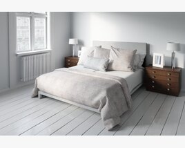 Modern Bedroom Interior with Classic Nightstands 3D 모델 