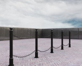 Barrier Posts with Chains Modelo 3d