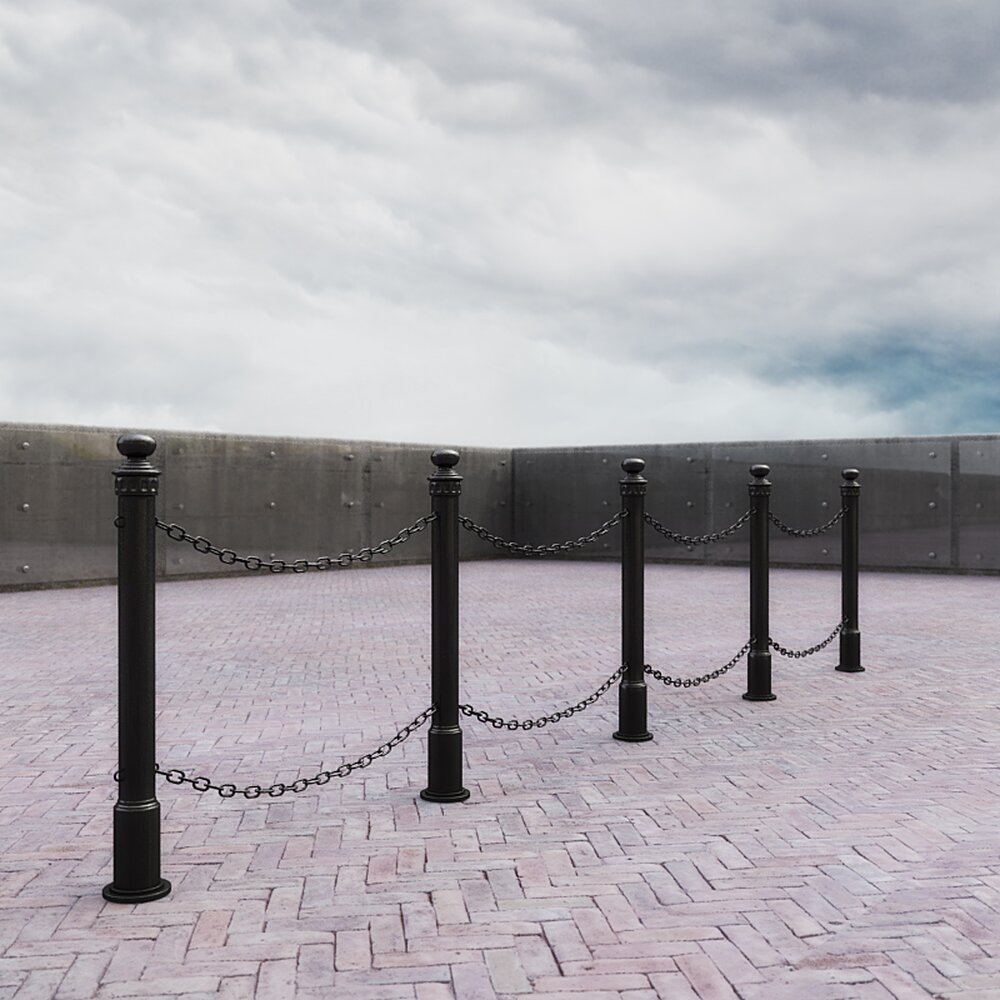 Barrier Posts with Chains Modelo 3D