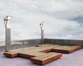 Modern Outdoor Benches and Lamps 3Dモデル