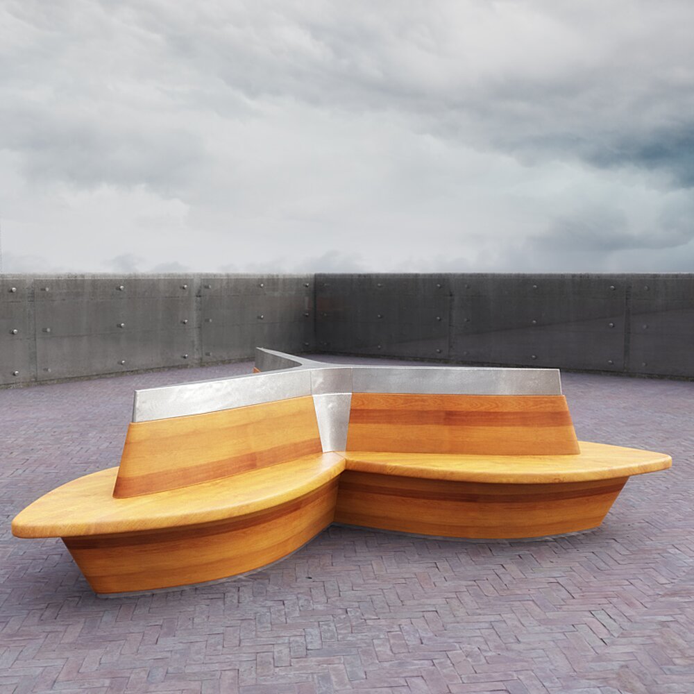 Modern Wooden Benches 3d model
