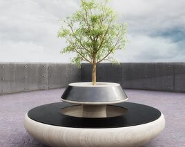 Modern Tree Bench Installation 3D model