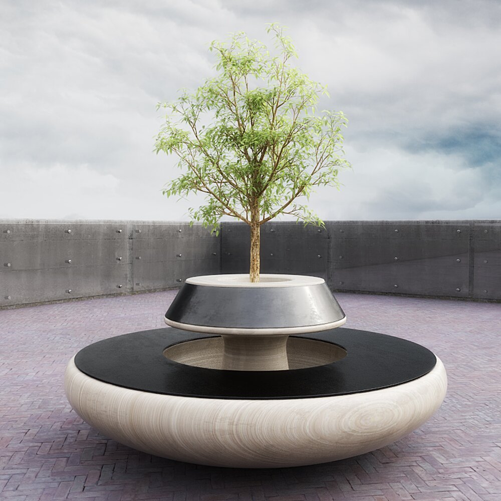 Modern Tree Bench Installation 3D模型