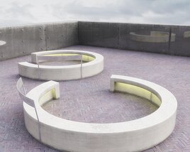 Modern Circular Benches 3D 모델 