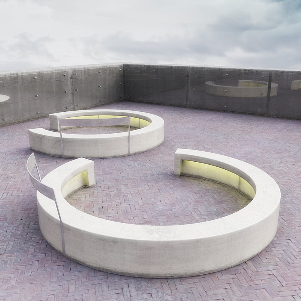 Modern Circular Benches 3D-Modell