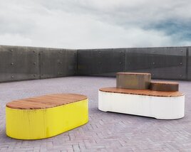 Modern Outdoor Bench Duo 3Dモデル