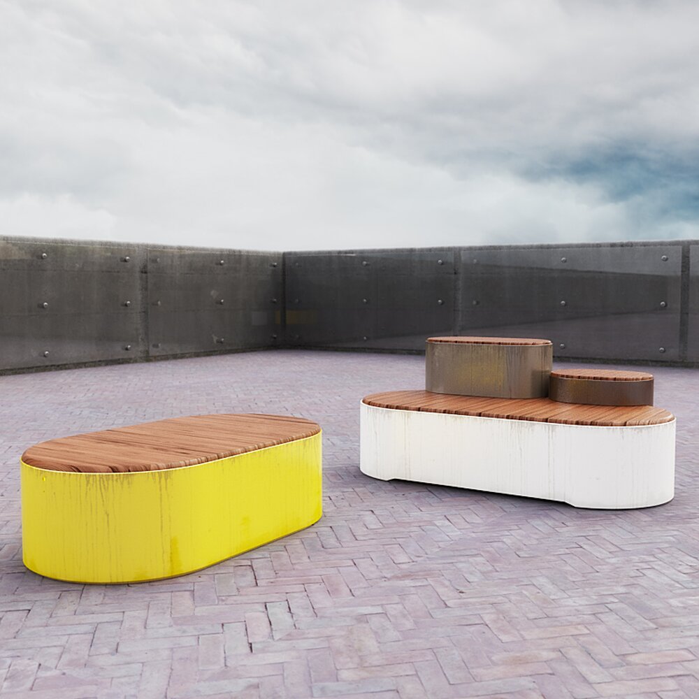 Modern Outdoor Bench Duo 3D model