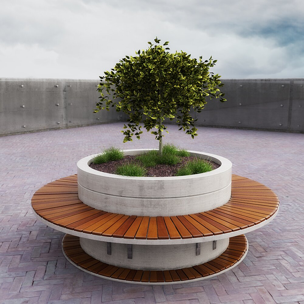 Urban Tree Bench Design 3D модель