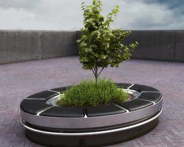 Modern Circular Planter Bench 3D модель