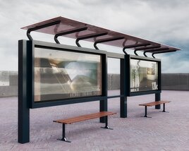 Modern Bus Stop Shelter Design Modello 3D
