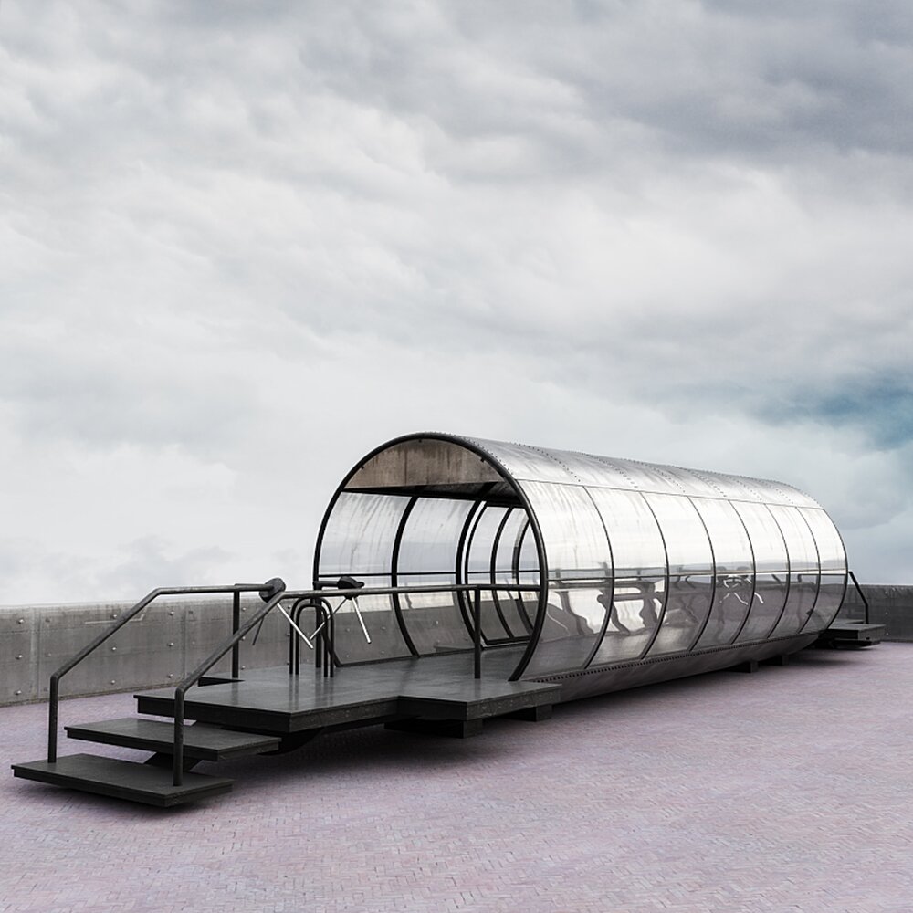Modern Glass Tunnel Entrance Modelo 3d