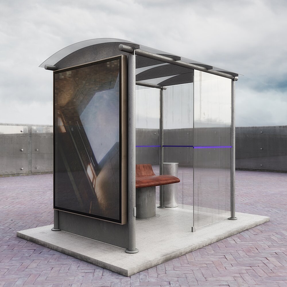 Modern Bus Stop Shelter 02 3d model