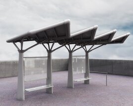 Solar-Powered Bus Stop 3D model