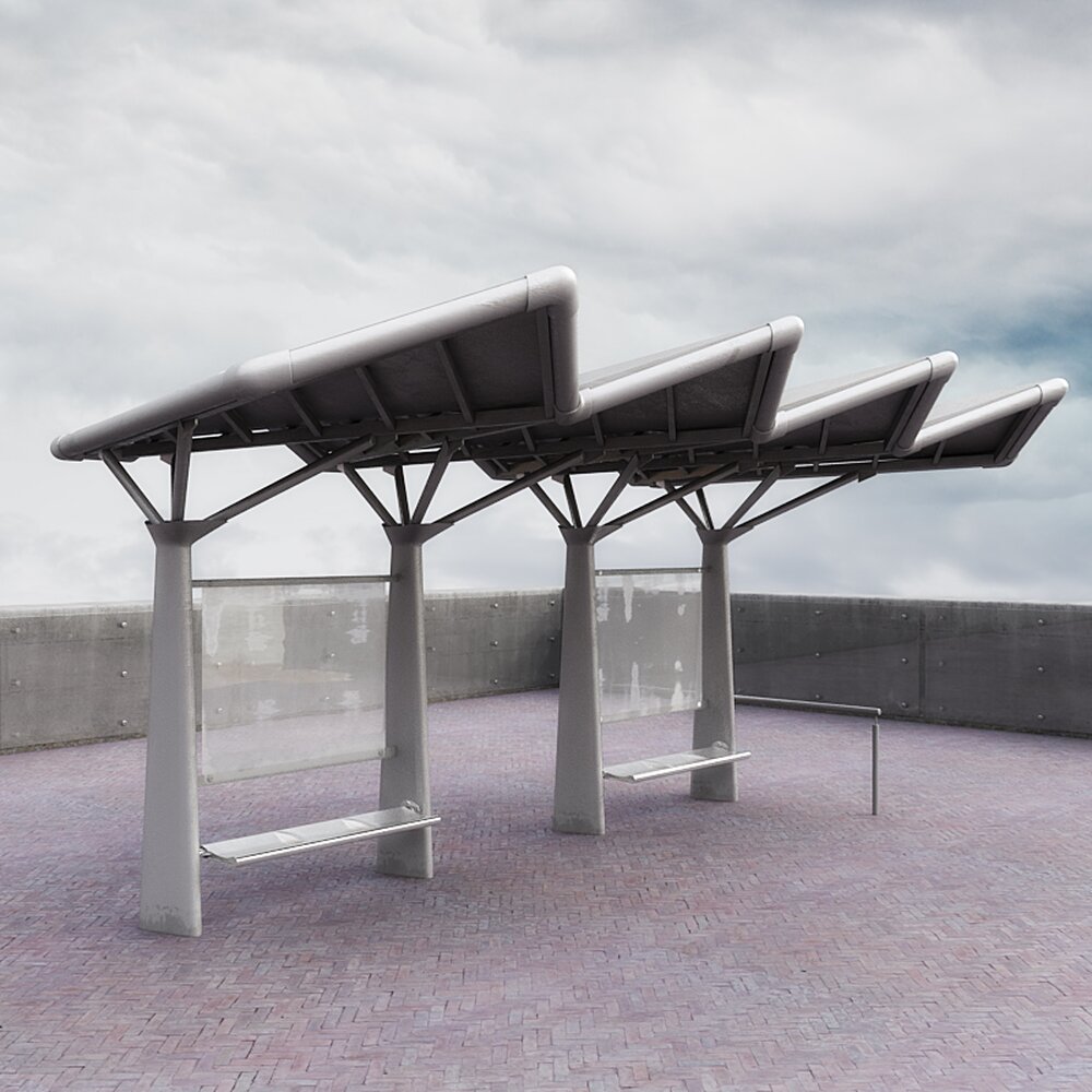 Solar-Powered Bus Stop Modèle 3d