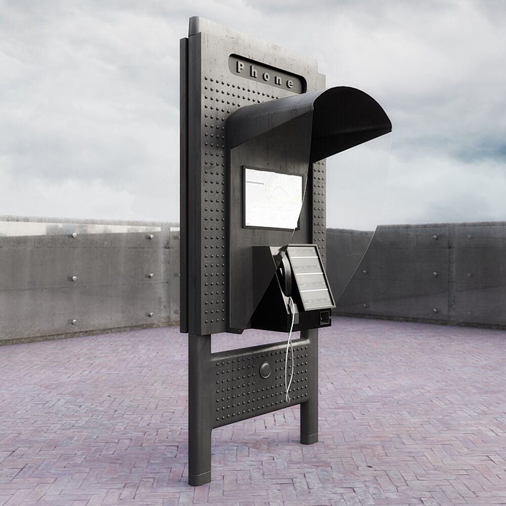 Modern Outdoor Information Kiosk 3D 모델 