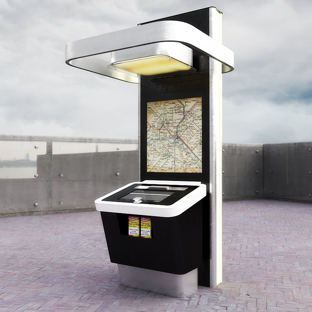 Modern Public Transportation Information Kiosk Modello 3D