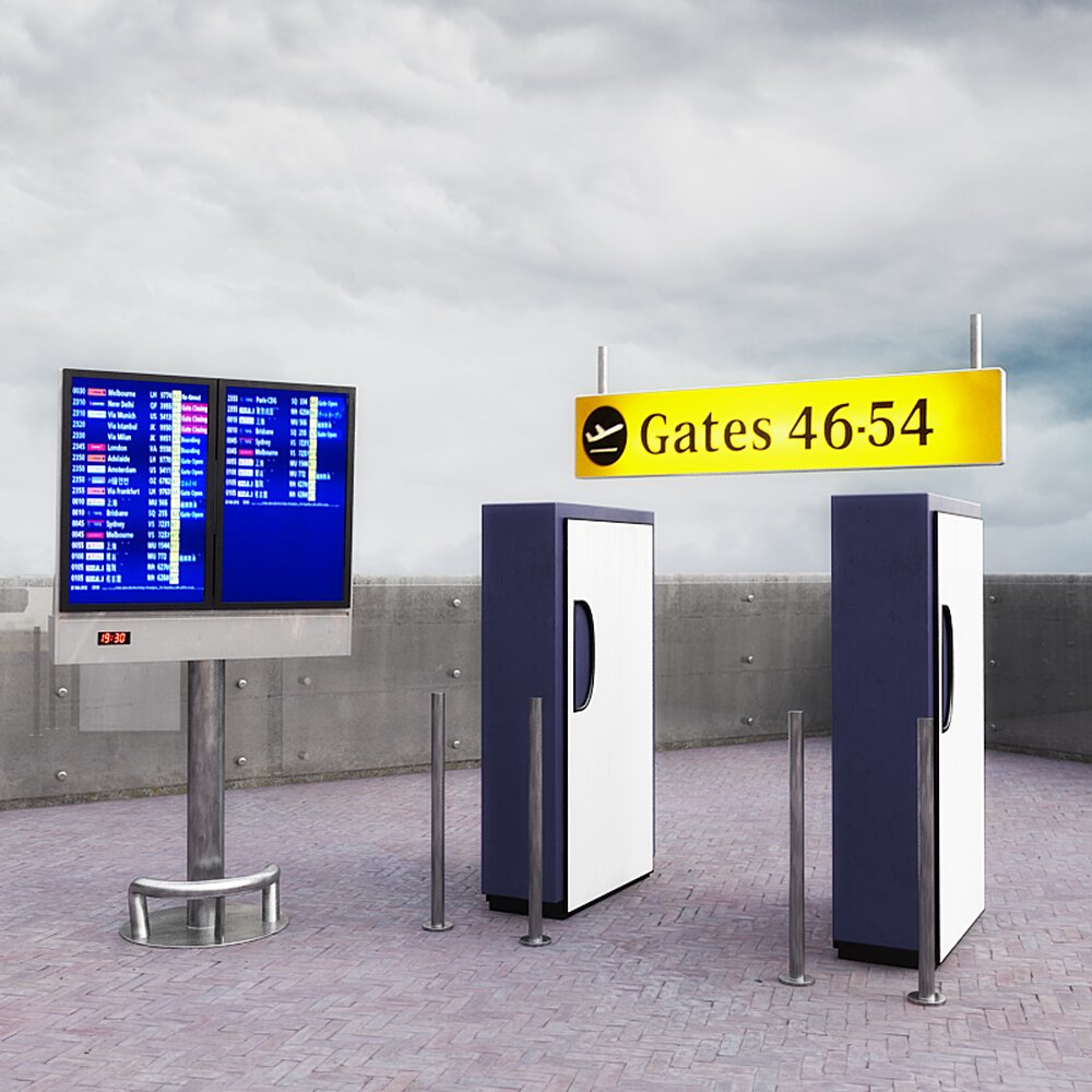 Airport Gate Direction Signage Modèle 3d