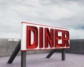 Retro Diner Signage Modelo 3d