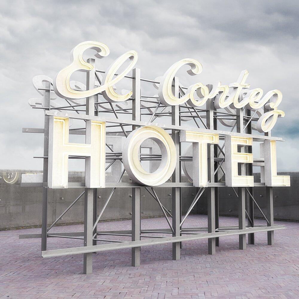 Vintage Hotel Signage Modello 3D