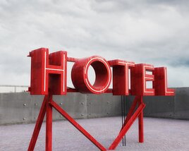 Rooftop Hotel Signage 3D model