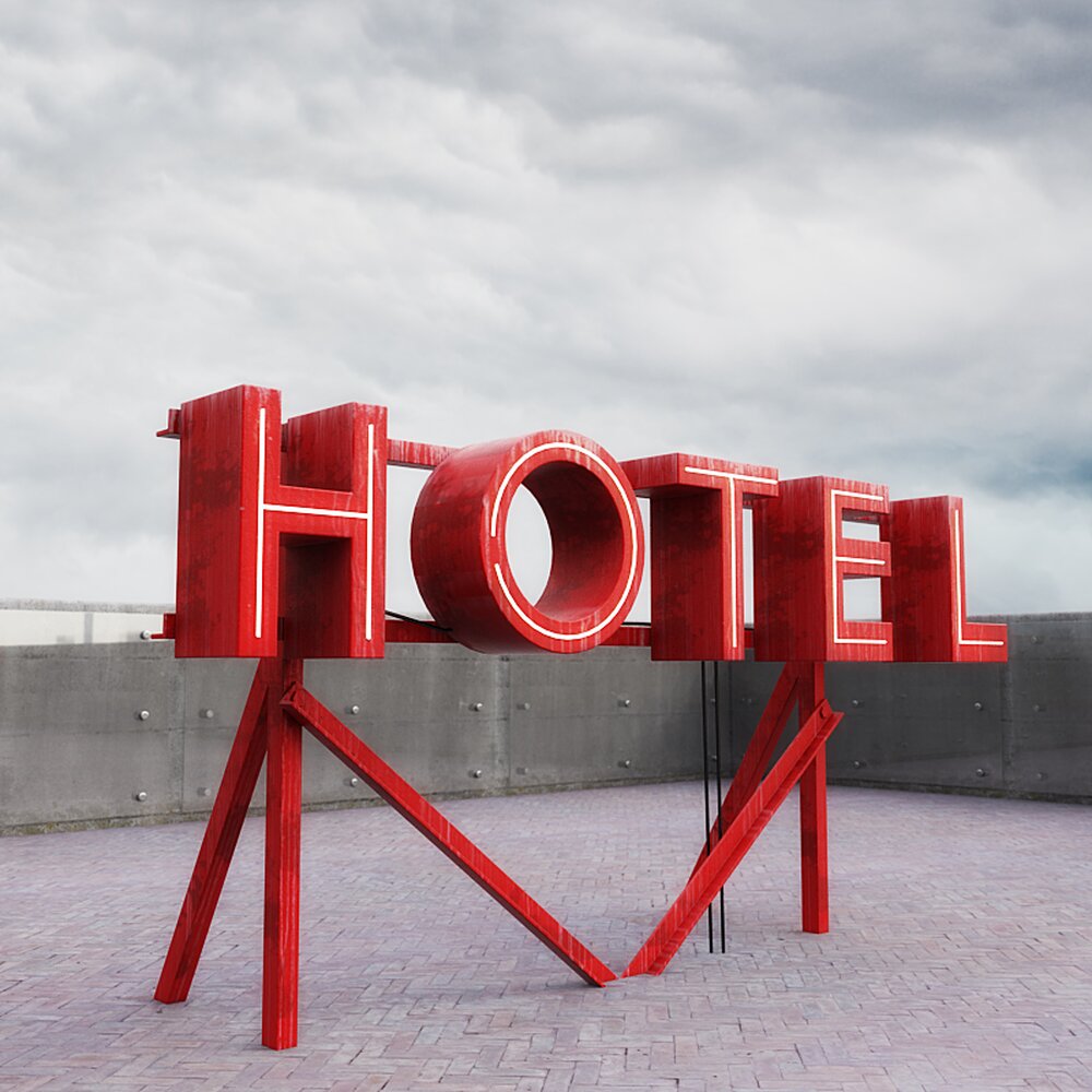Rooftop Hotel Signage 3D-Modell