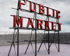 Public Market Signage 3D-Modell