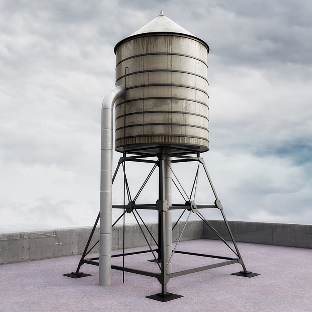 Rooftop Water Tower Modello 3D