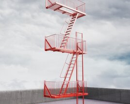 Spiraling Red Staircase to Nowhere 3Dモデル