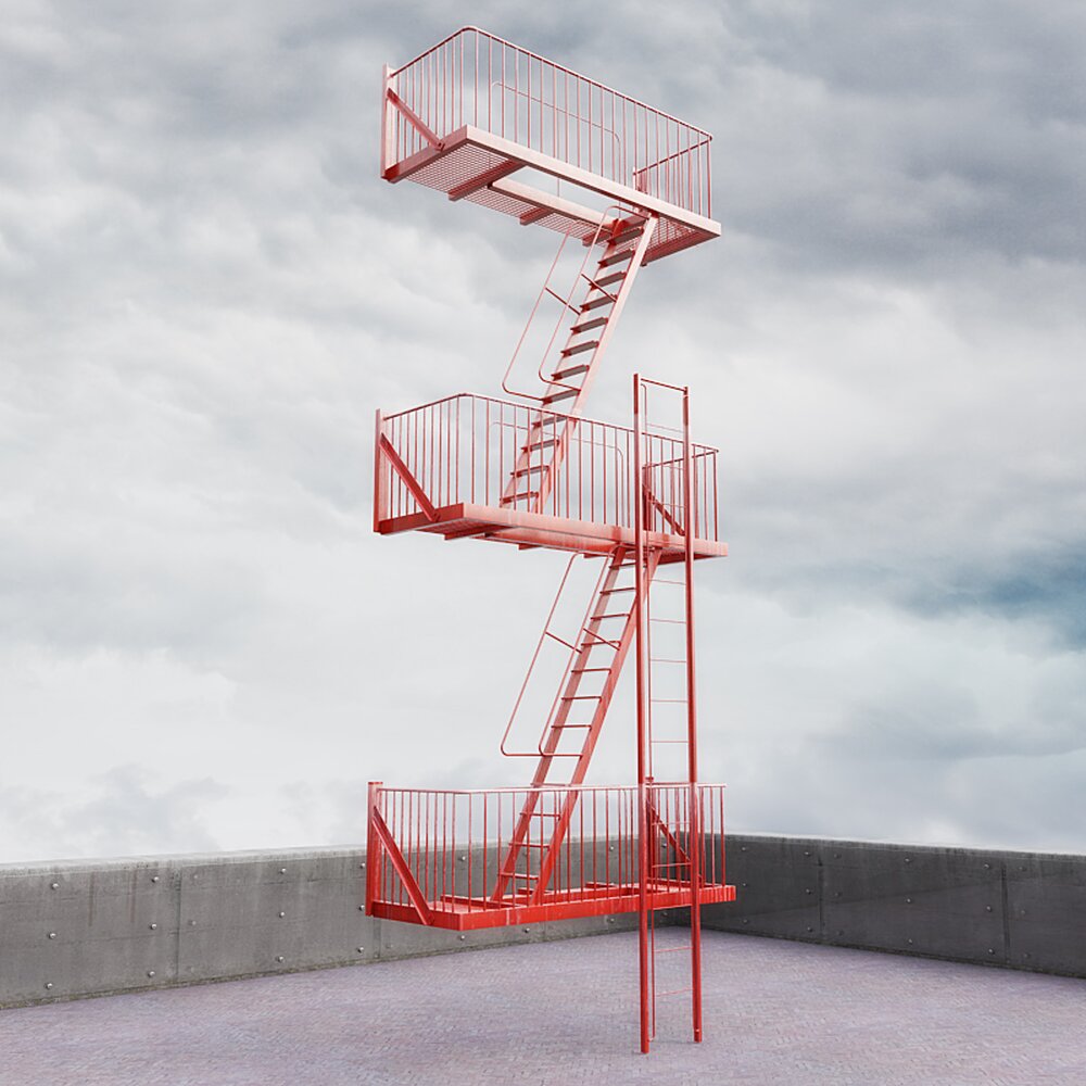 Spiraling Red Staircase to Nowhere 3D-Modell