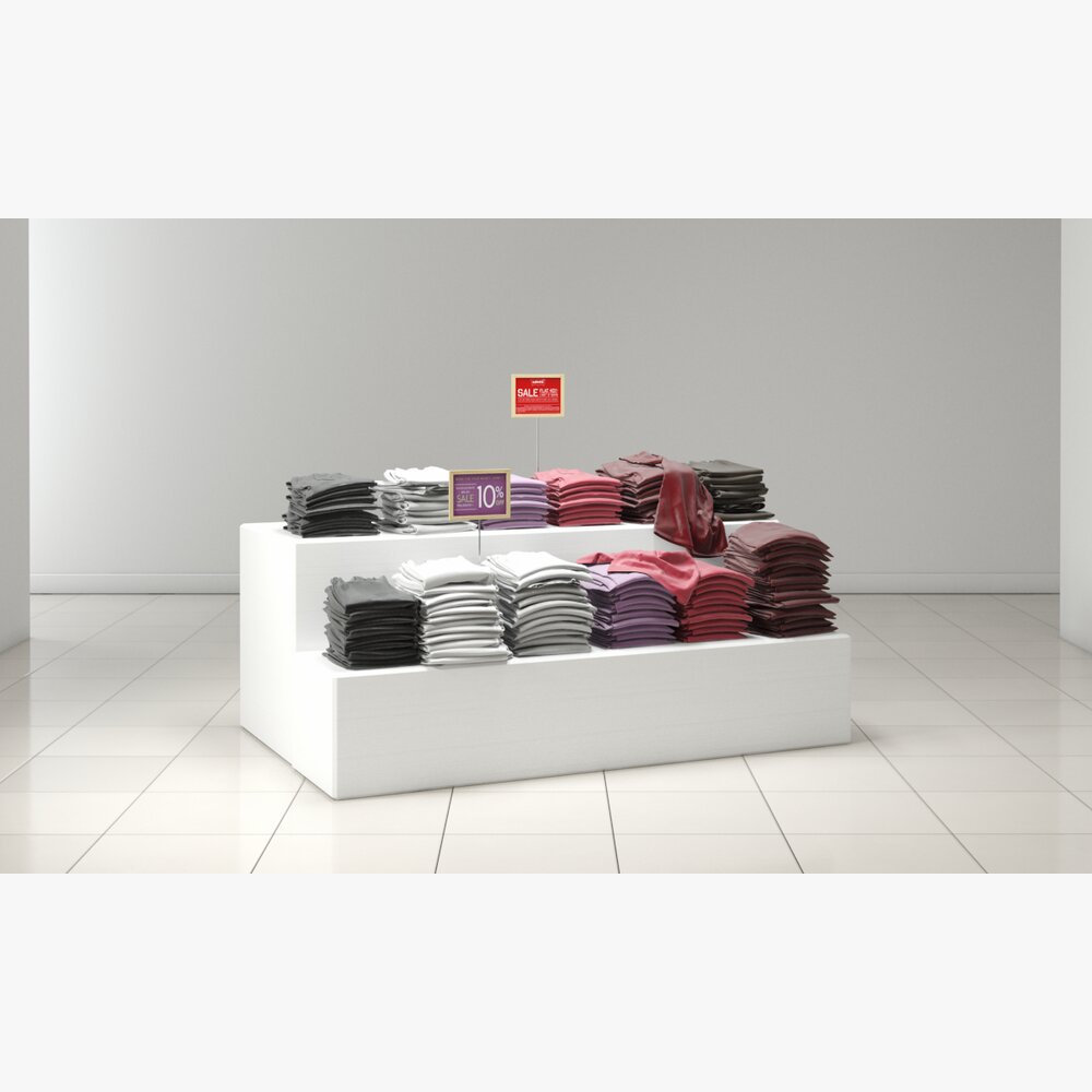 Assorted Folded T-Shirts Display 3D-Modell
