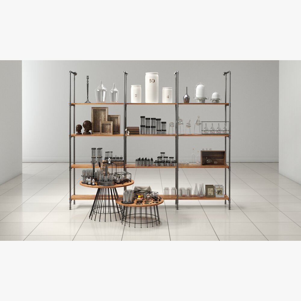 Modern Store Shelving Unit 3Dモデル