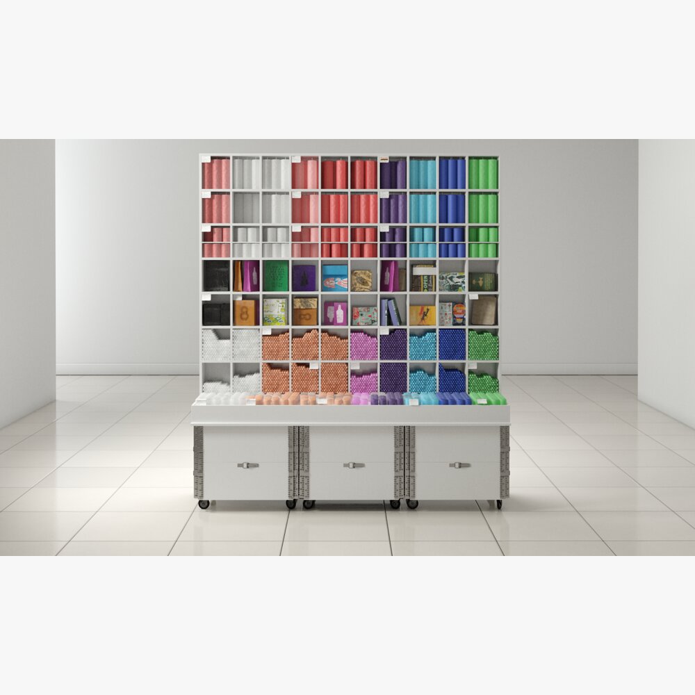Colorful Bookshelf Display 3d model