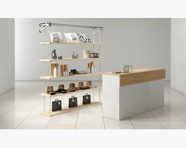 Modern Retail Display Shelves and Counter 3D model