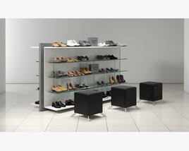 Modern Shoe Display Shelf with Seating 3Dモデル