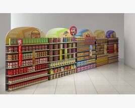 Supermarket Shelf Arrangement 3D model