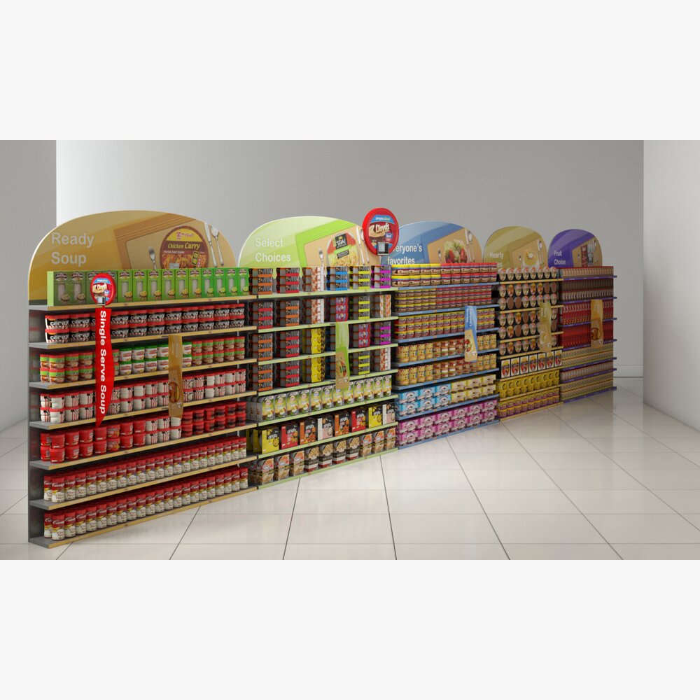 Supermarket Shelf Arrangement Modèle 3d