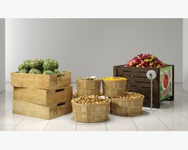 Assorted Fruit and Vegetable Crates Modèle 3D