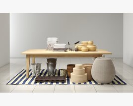 Modern Minimalist Dining Table Setup Modèle 3D