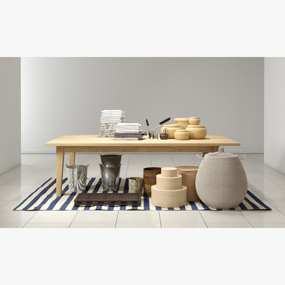 Modern Minimalist Dining Table Setup Modello 3D