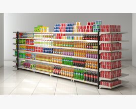 Supermarket Beverage Aisle Modello 3D